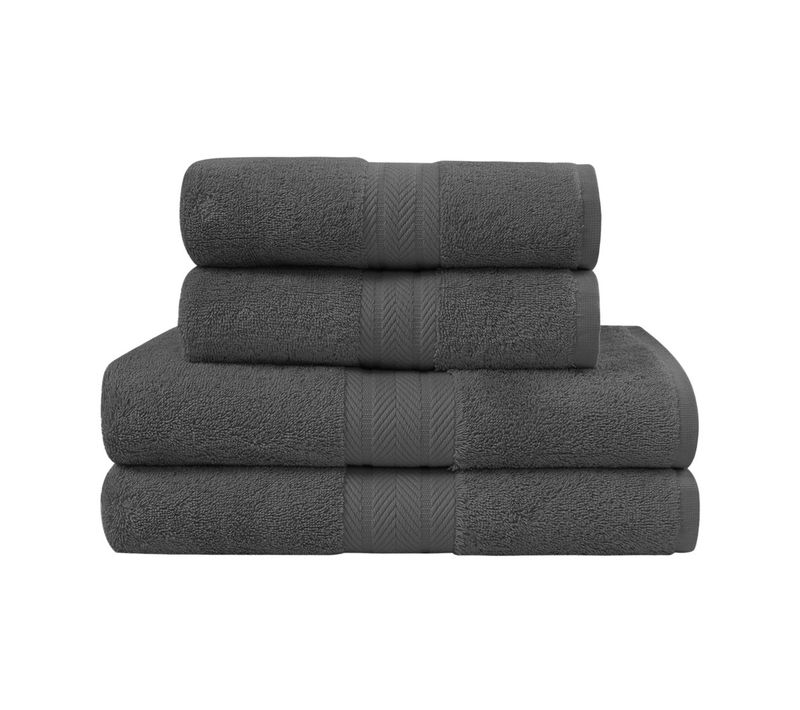 Ensemble De Bain 4 Pièces (2 Draps De Bain + 2 Serviettes De Toilette)   Anthracite Luxury