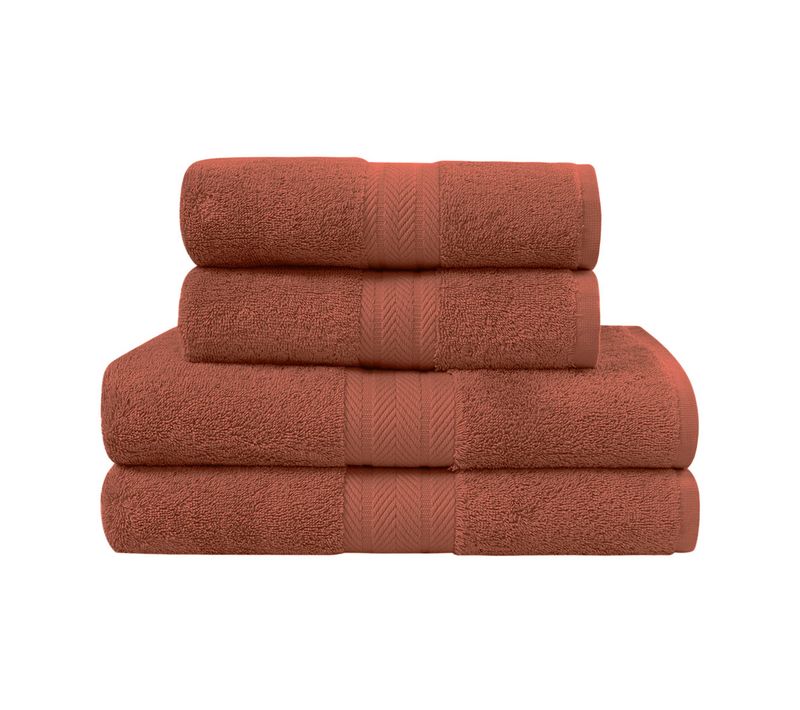 Ensemble De Bain 4 Pièces (2 Draps De Bain + 2 Serviettes De Toilette) Terracota Luxury