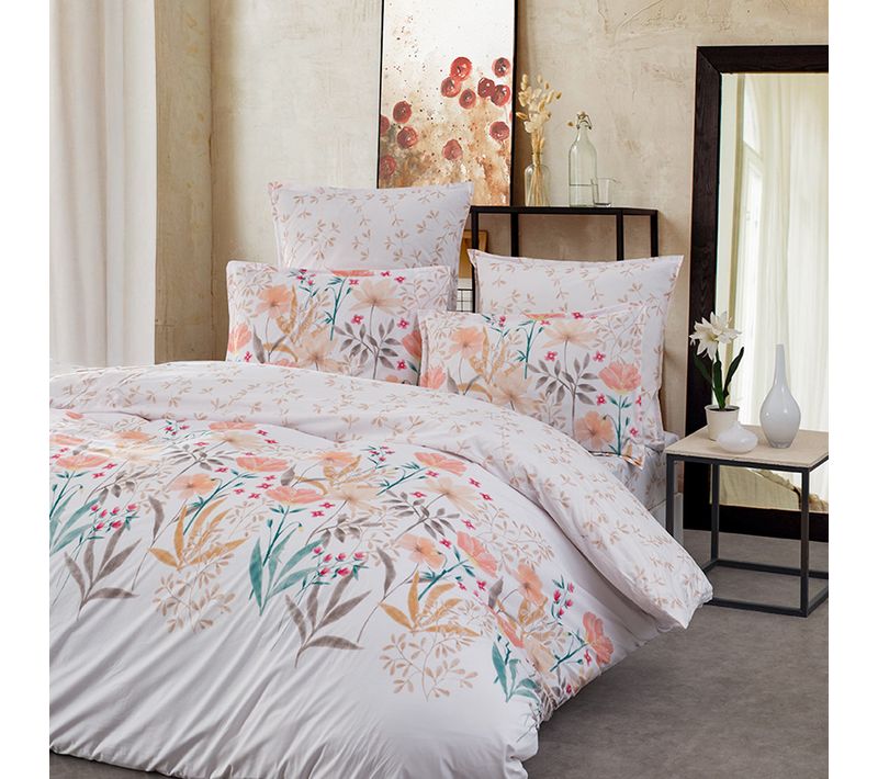 Parure Housse De Couette Percale Avec 2 Taies 50x70 Cm  260x240 Cm Poudre Angelica