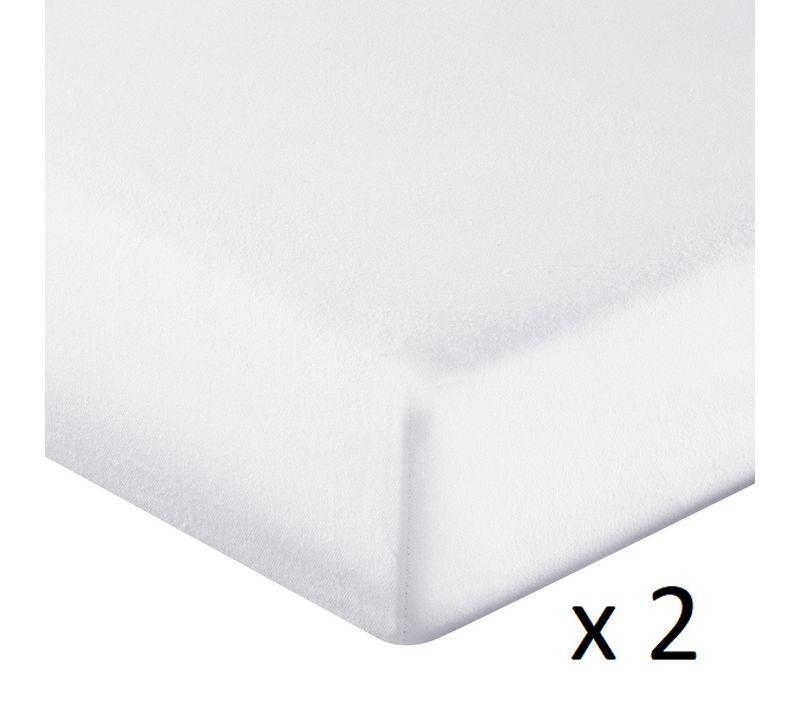 Lot De 2 Protège-matelas Imperméables Coton Bonnet 30 Cm  140x200 Cm Protect