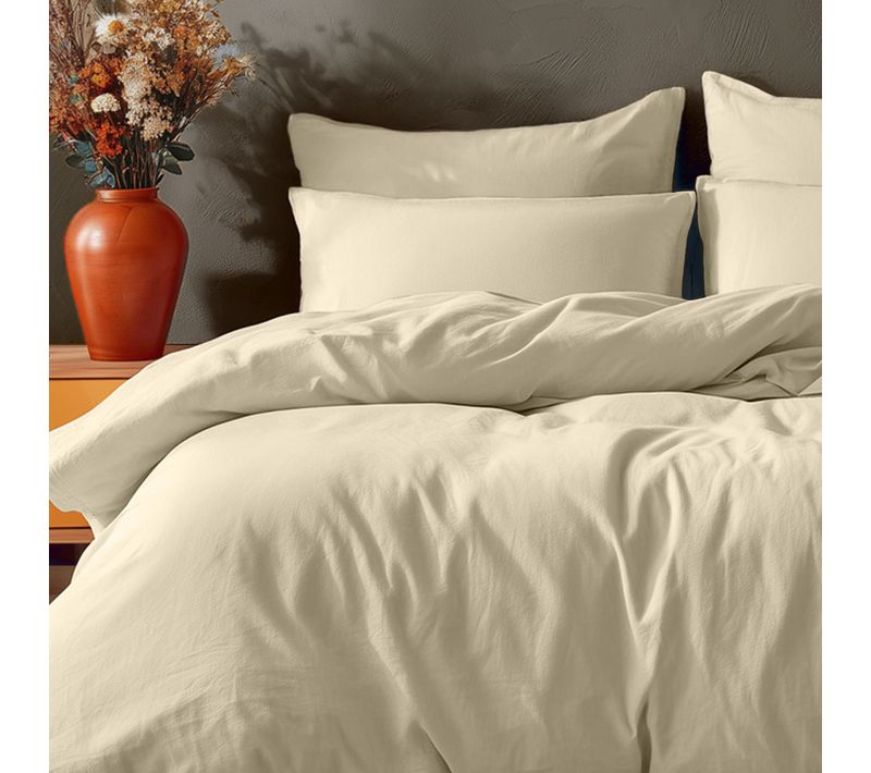 Parure Housse De Couette 200x200 Avec 2 Taies 50x70 Cm En Coton Ficelle Studio