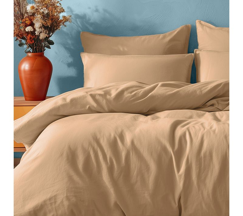 Parure Housse De Couette 140x200 Avec 2 Taies 50x70 Cm En Coton Moka Studio