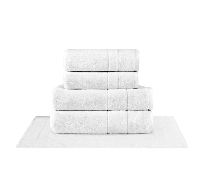 Ensemble De Bain 5 Pièces 650 G/m² Avec Tapis Blanc California