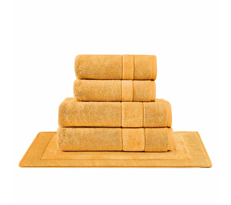 Ensemble De Bain 5 Pièces 650 G/m² Avec Tapis Caramel California