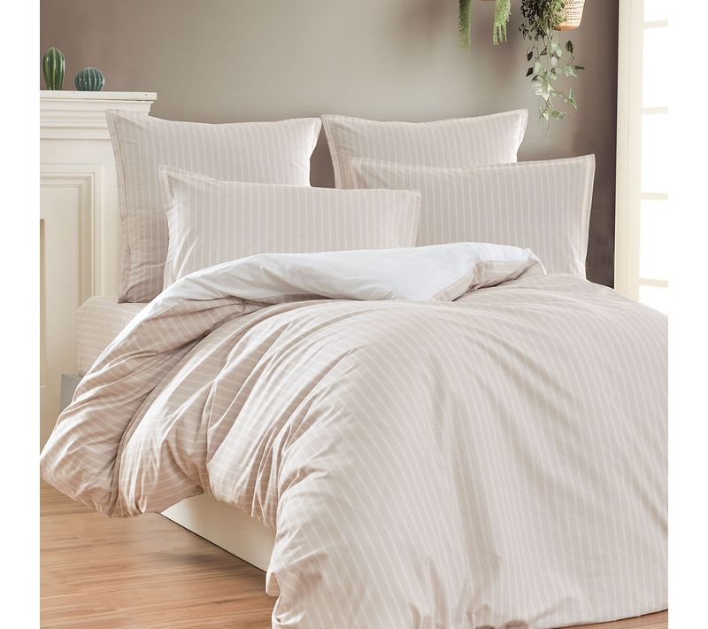 Parure Housse De Couette Percale De Coton Avec 2 Taies 50x70 Cm 200x200 Cm Ficelle Linquist