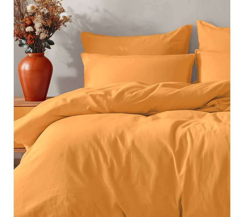 Parure Housse De Couette 140x200 Avec 2 Taies 50x70 Cm En Coton Caramel Studio