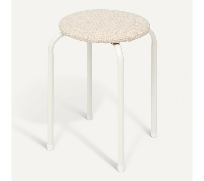 Tabouret D'appoint En Métal Et Tissu Chiné Flexy - Beige