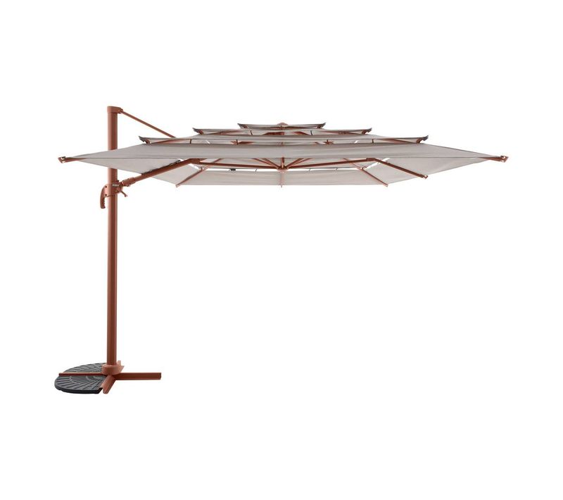 Parasol Déporté Rectangulaire Inclinable Melhia 4x3 M Acajou/lin