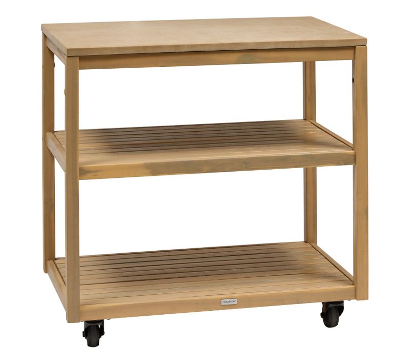 Cuisine D'extérieur En Acacia Et Aluminium 2 Niveaux Magma - Marron