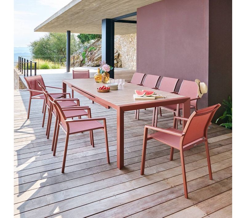 Table Extensible 10p Evasion Effet Bois Honey / Acajou Hespéride