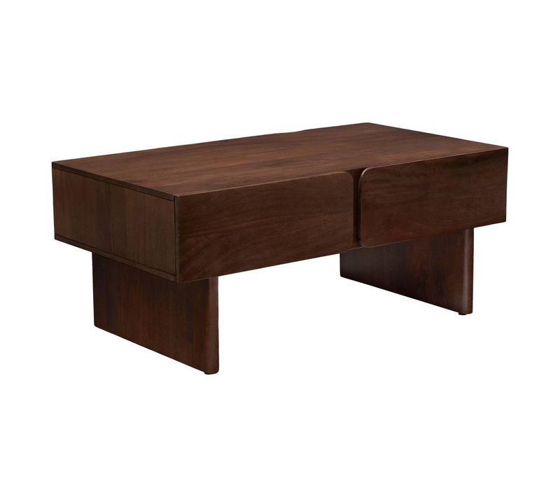 Table Basse Rectangulaire 2 Tiroirs 2 Niches Nyero 60x109cm Marron