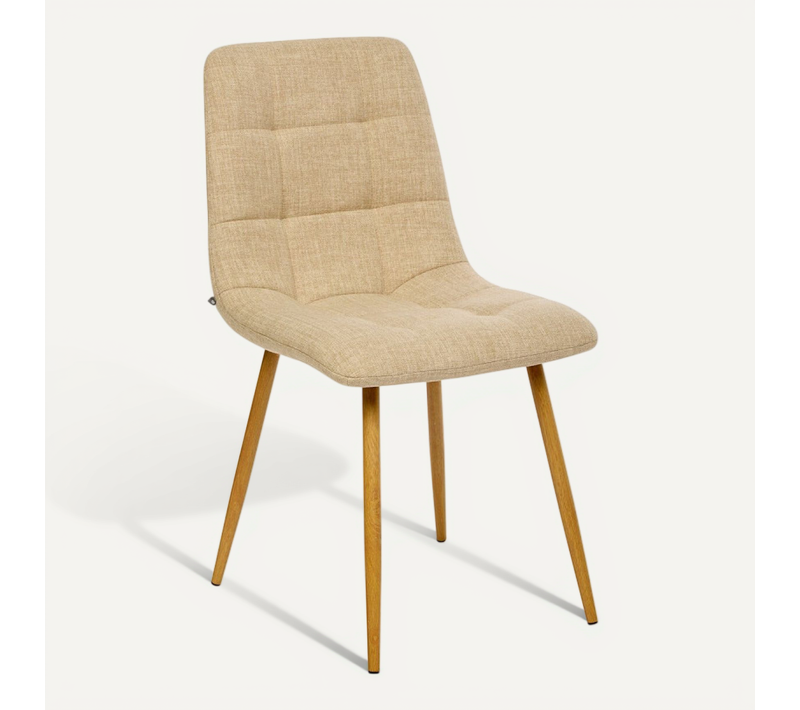 Chaise Tissu Sirac Lin Pieds Métal Effet Bois Atmosphera