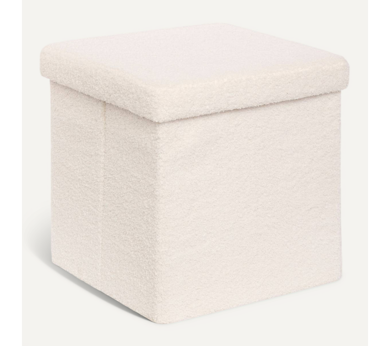 Pouf Pliable Coffre Jaiko En Bouclette Blanc 38x38cm