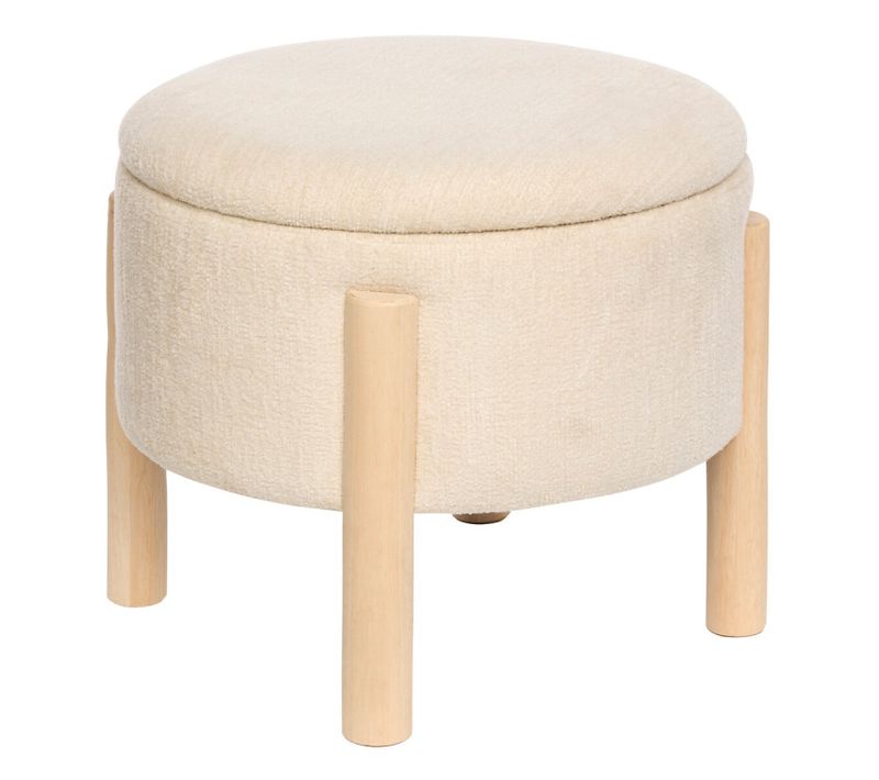 Tabouret Coffre Elki D45,5 Cm Chenille Beige