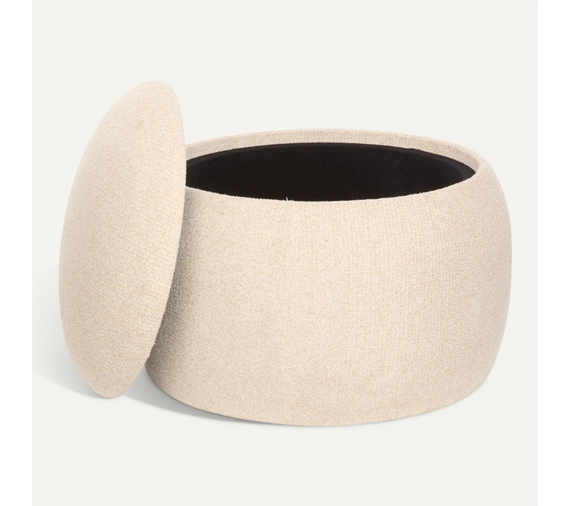 Pouf Coffre Elior 60 Cm Bouclette Beige