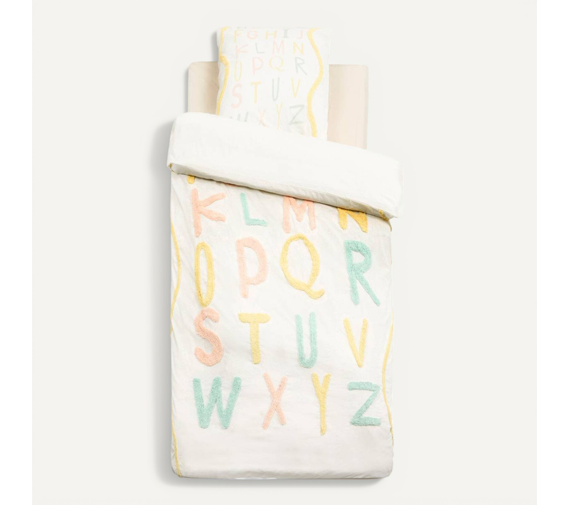 Parure De Lit Tufy 140x200 Cm Beige Imprimé Alphabet