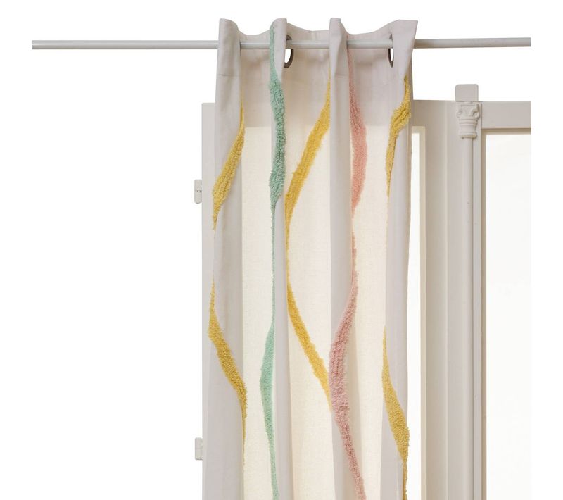 Rideau Tufy 260x140cm Blanc Imprimé Alphabet