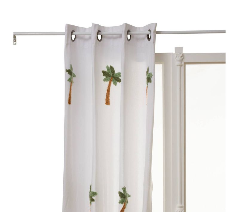 Rideau Tufy 260x140cm Blanc Imprimé Palmiers