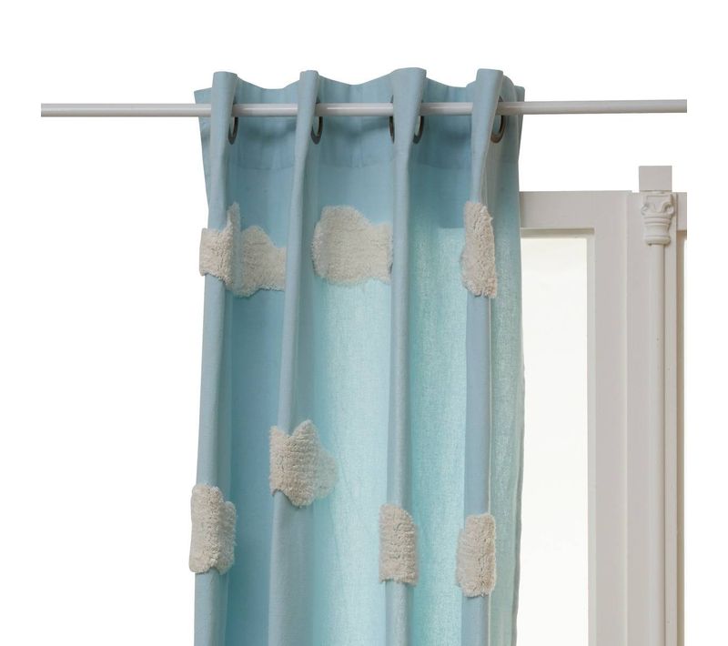 Rideau Tufy 260x140cm Bleu Clair Imprimé Nuages