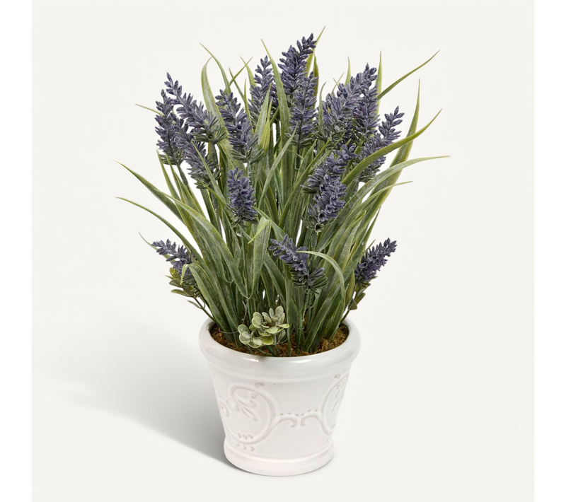 Composition Florale Artificielle Prov Lavande 35 Cm Pot En Grès