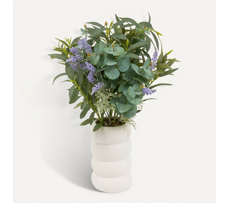 Composition Florale Artificielle Uda Lavande Et Eucalyptus 66 Cm