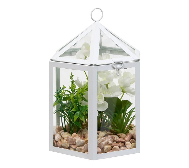 Cage Terrarium Fleur Artificelle Blanc H23 Cm