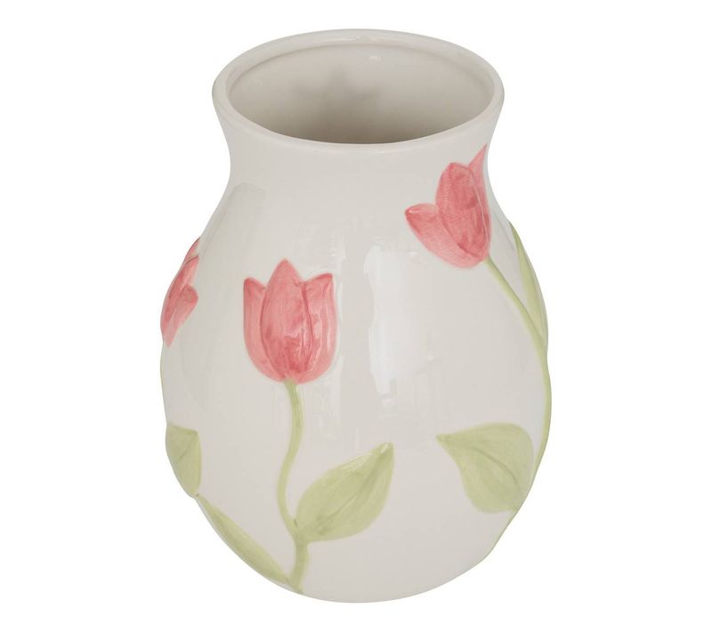 Vase Fleur De Rose Motif Tulipe 15,7x15,7x21cm