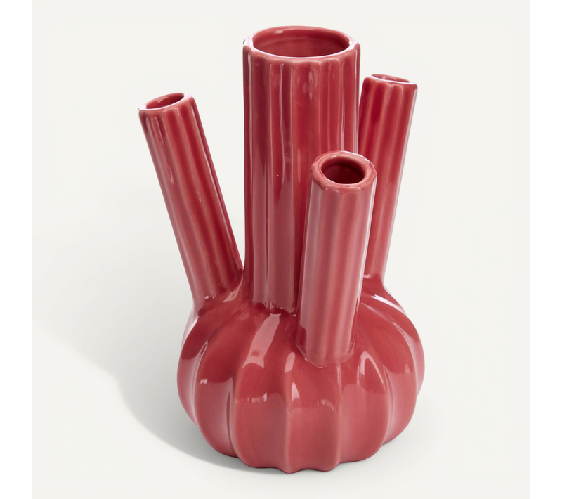 Vase Fleur De Rose H20cm Rose Foncé
