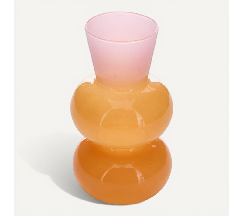Vase Soliflore Pool En Verre 8x8x14,5cm Orange Et Rose