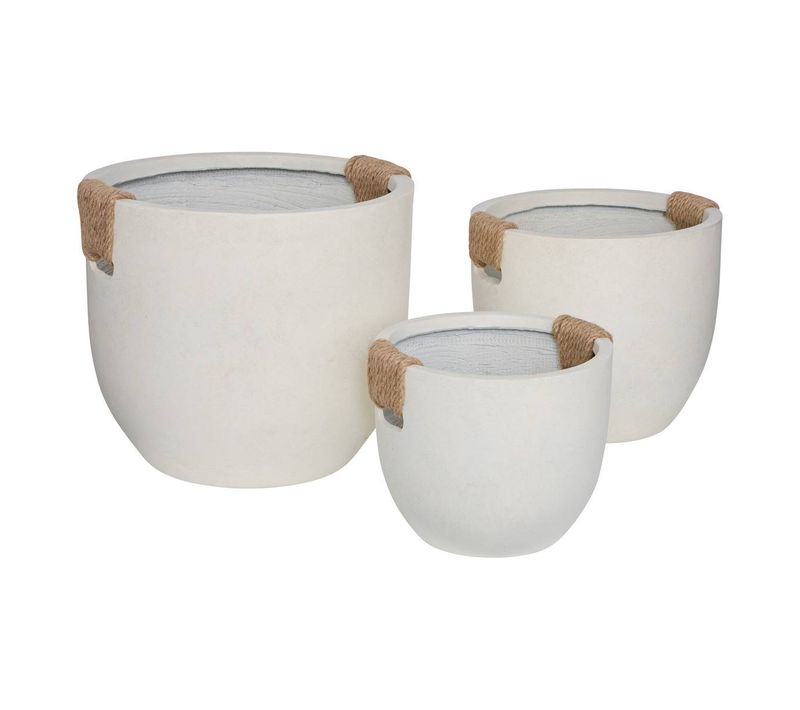 Set De 3 Pot De Fleurs Sien 47x40,5x47 Cm Blanc