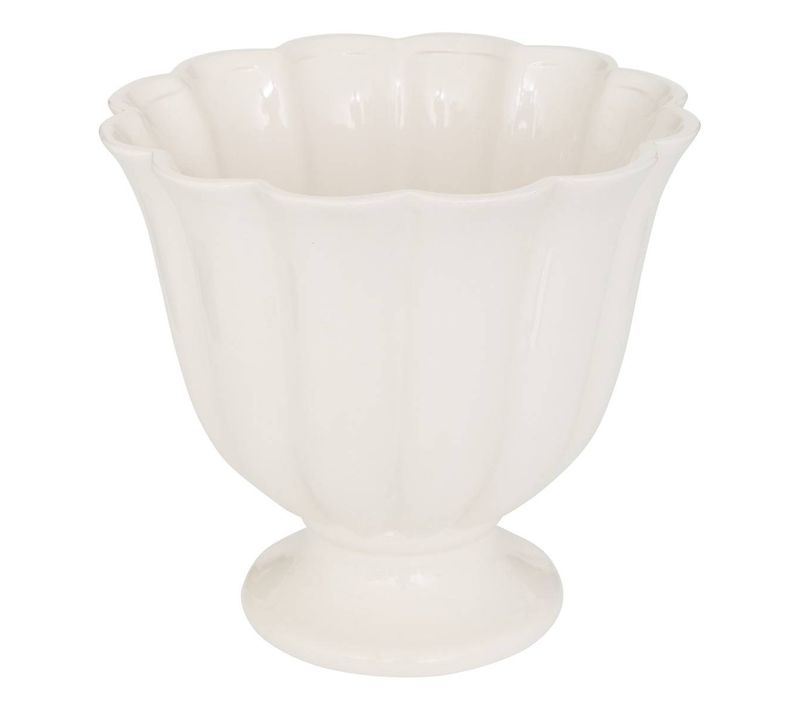 Cache-pot Fleur De Rose H24cm Blanc