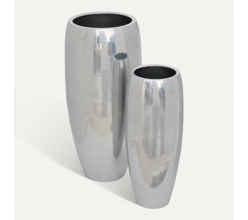 2 Caches-pot Reso En Acier 33x33x70cm Argent