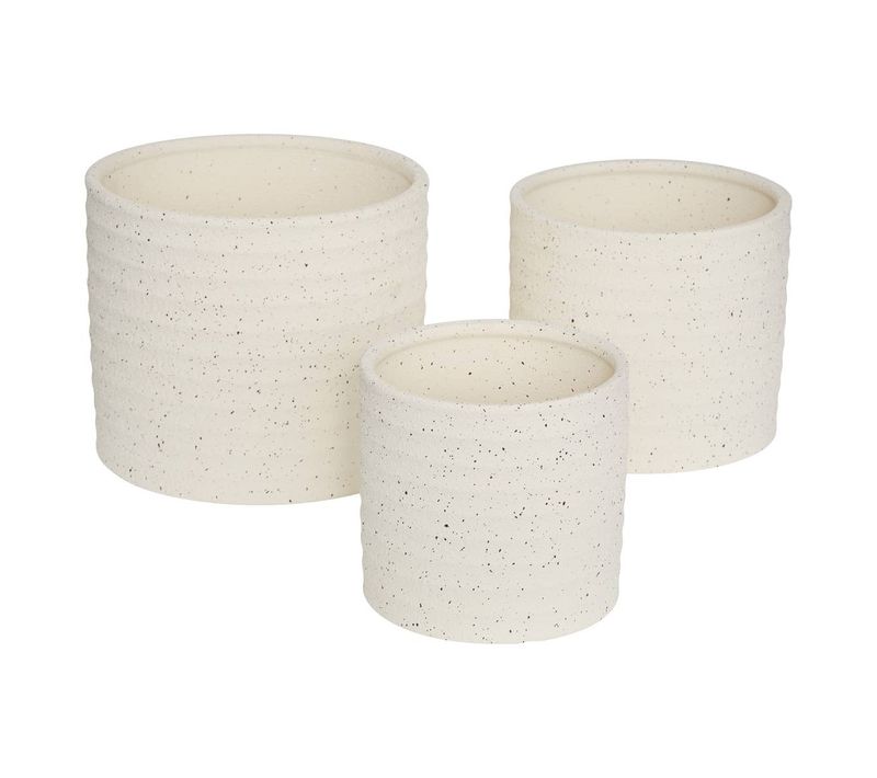 Set De 3 Pot De Fleurs Elly En Grès 25x25x21,5cm