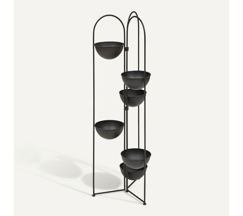 Porte-plante Reso 6 Places En Acier 38x42x124cm Noir