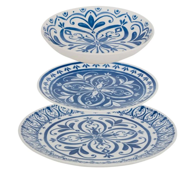 Service De Table 12 Pièces "manon" 26cm Bleu