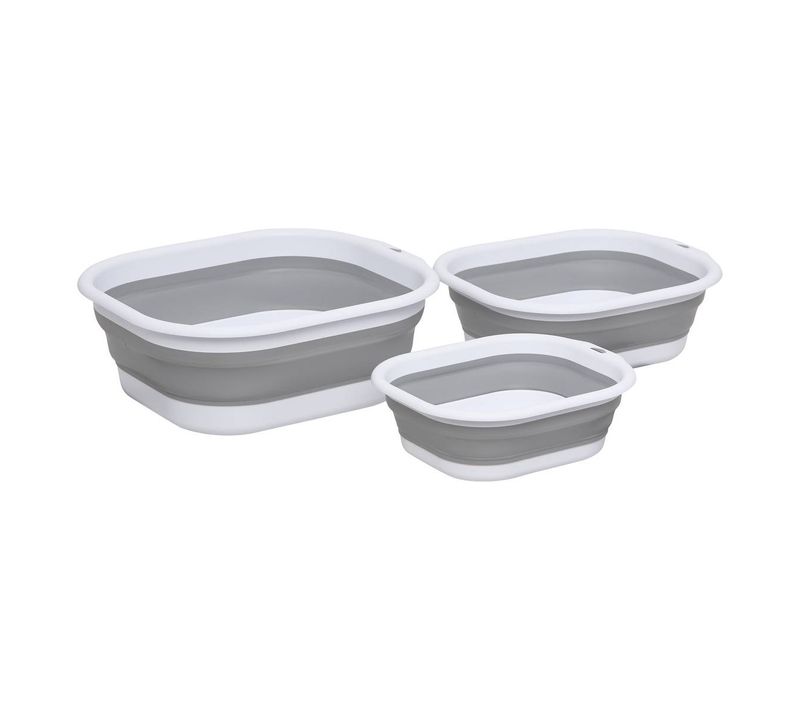 Lot De 3 Bassines Retractable Grises 3+5+10l