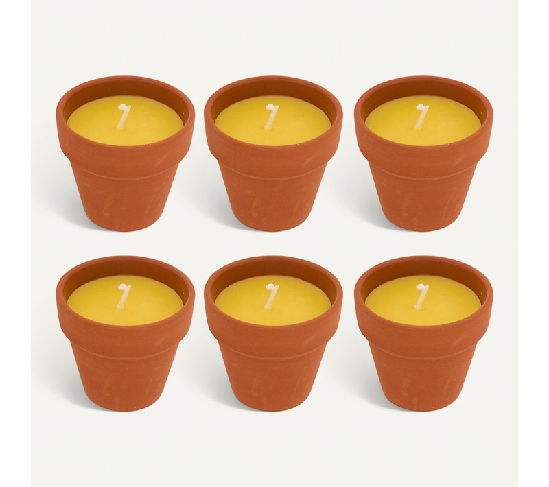 Lot De 6 Bougies 39g Terry Parfumées À La Citronnelle Pot En Terre Cuite
