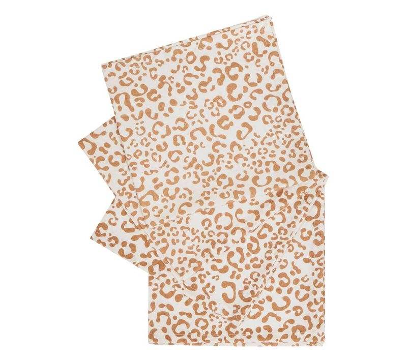 Lot De 4 Serviettes De Table "leopardi" 40x40cm Beige