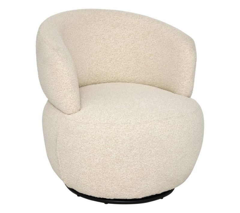 Fauteuil Pivotant Bouclette Beige Sileo