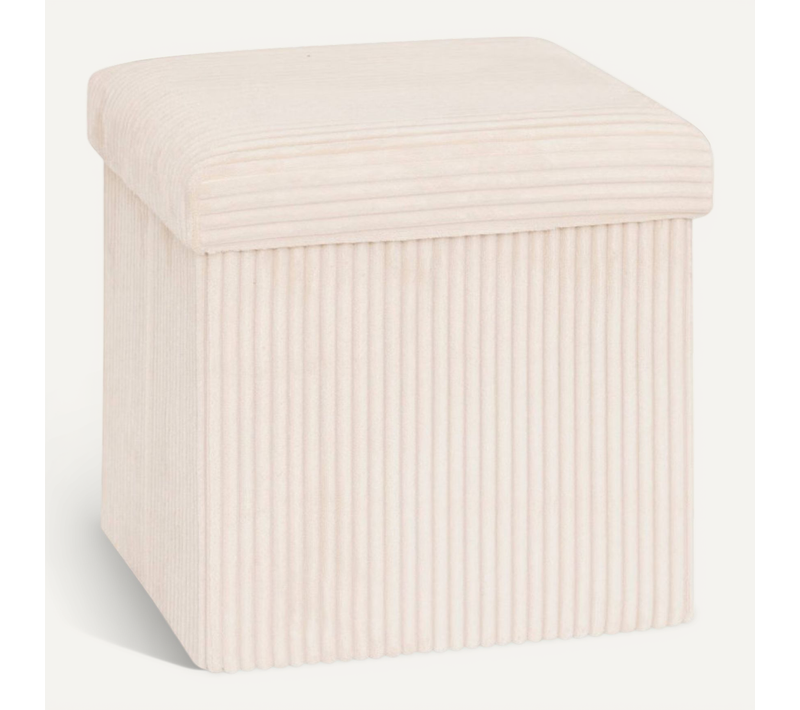 Pouf Pliant Arum Côtelé 38 X 38 Cm Ivoire