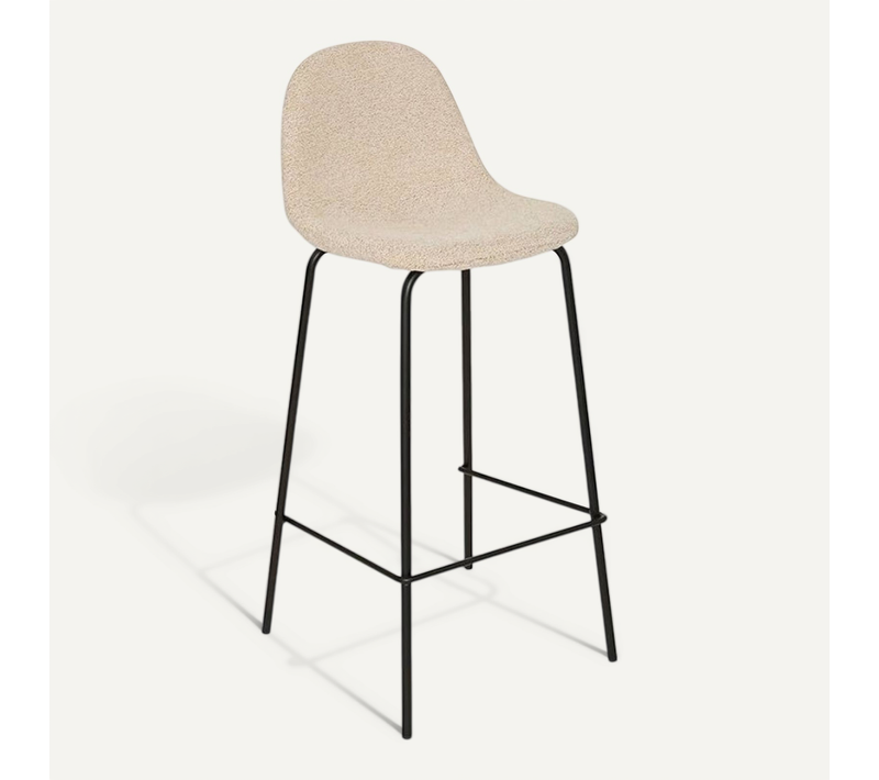 Tabouret De Bar Vladi Tissu Beige Bouclette Atmosphera