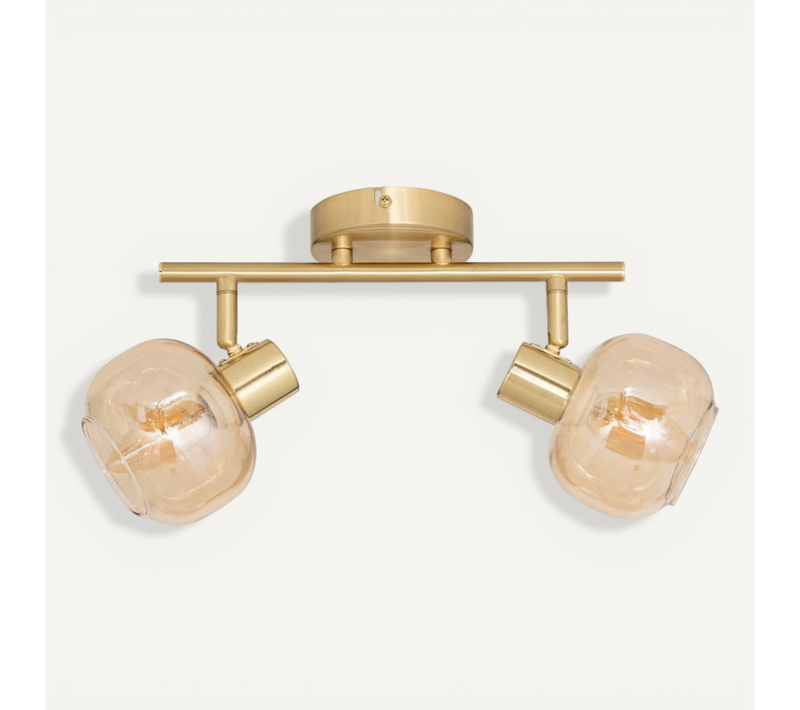 Applique 2 Lampes Pilia Métal Doré Et Verre Atmosphera