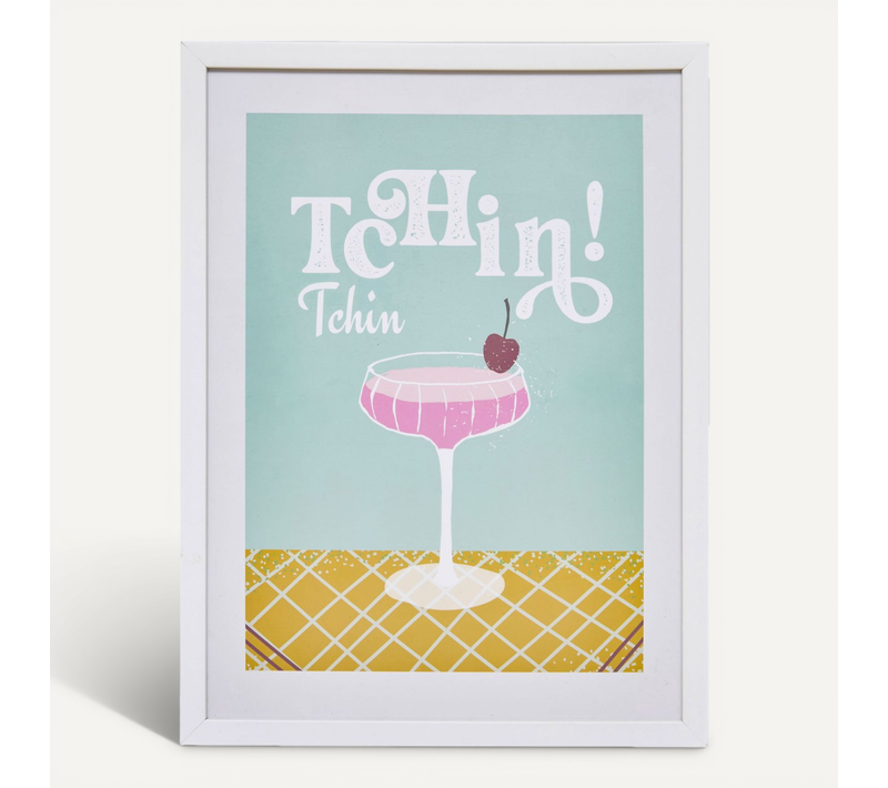Affiche Encadrée Tchin Tchin - 30 X 40 Cm - Bleu Clair