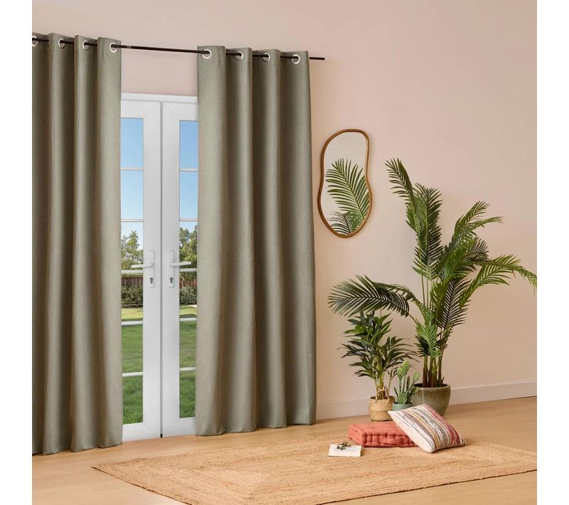 Rideau Isolant Effet Laine "kys" 140x260cm Kaki