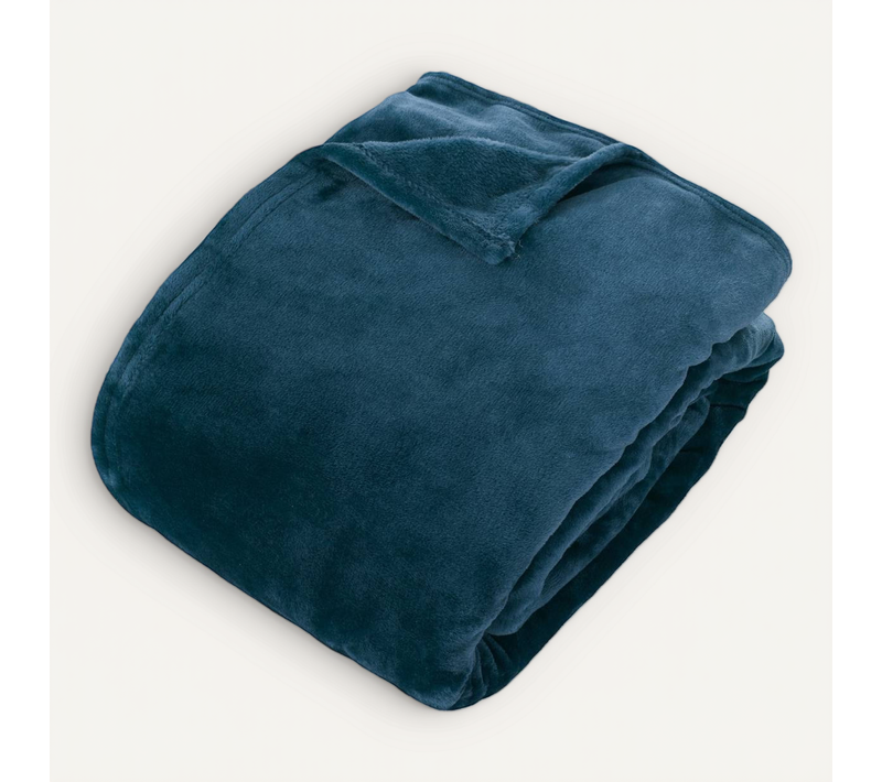 Plaid Flanelle Ollis Bleu Egéen 260x240cm