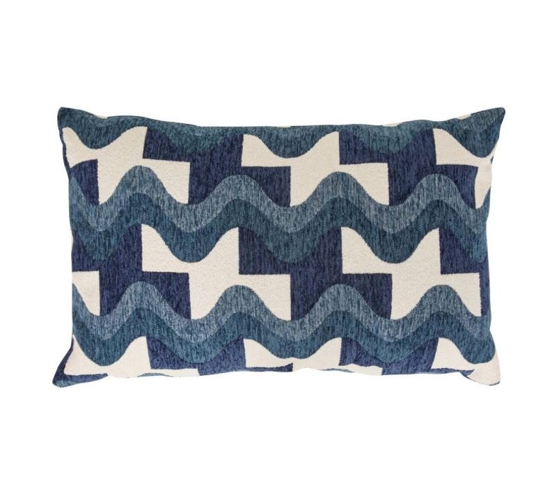 Coussin En Jacquard Chenillé "floe" 38x58cm Bleu Égéen