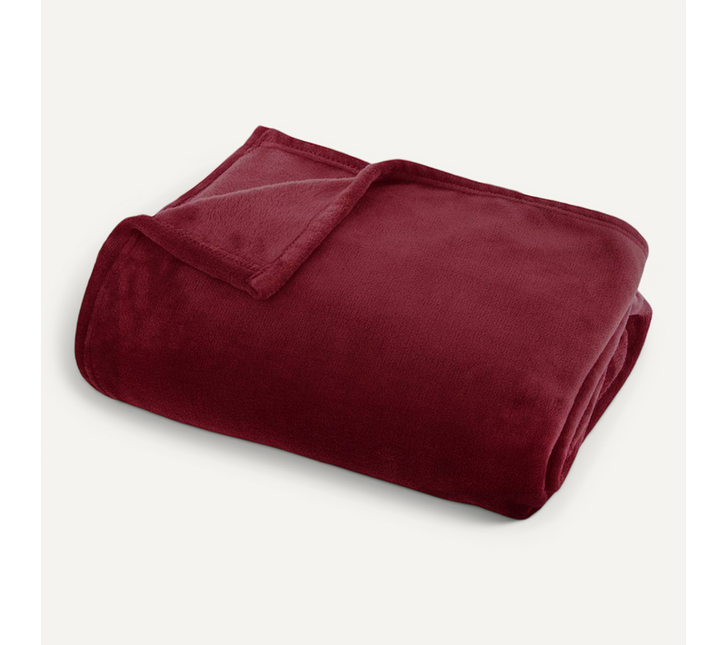Plaid Flanelle Ollis Rouge Grenat 180x130cm