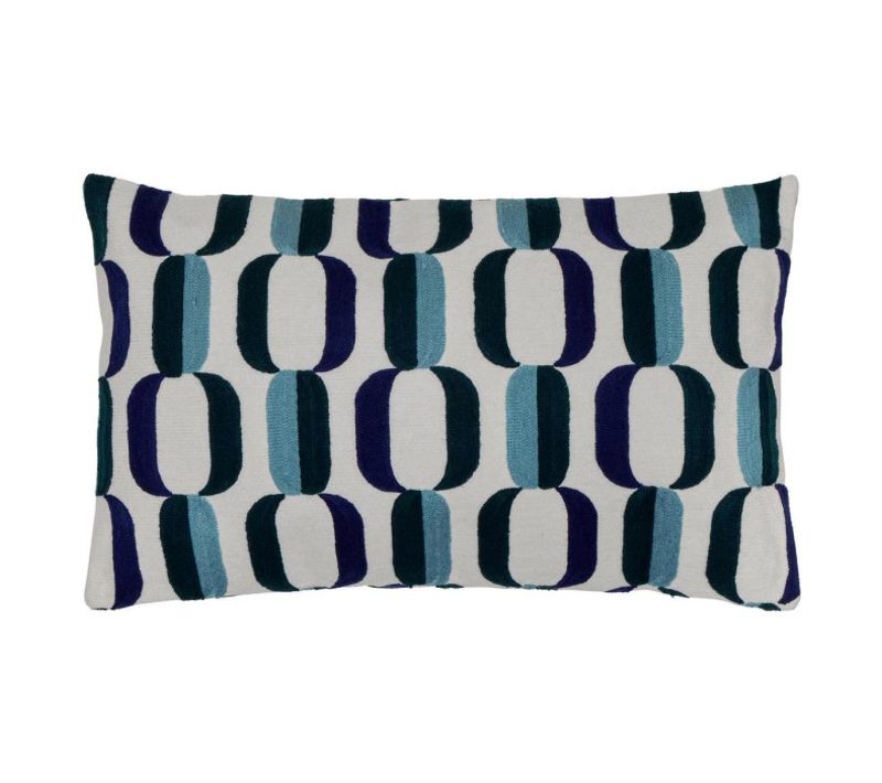 Coussin Déco Brodé "hary" 30x50cm Bleu