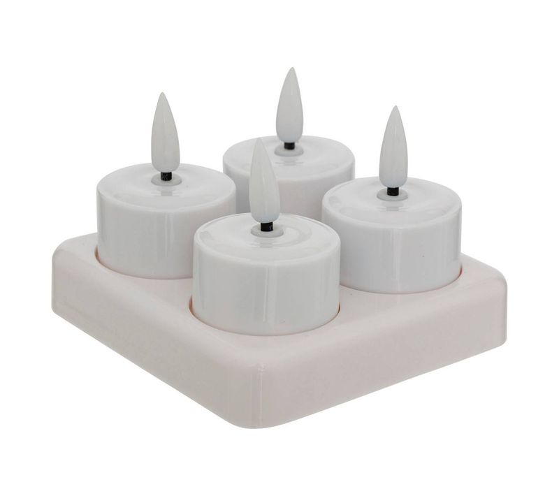 Lot De 4 Bougies Chauffe-plats LED Rechargeables Aitor Blanc