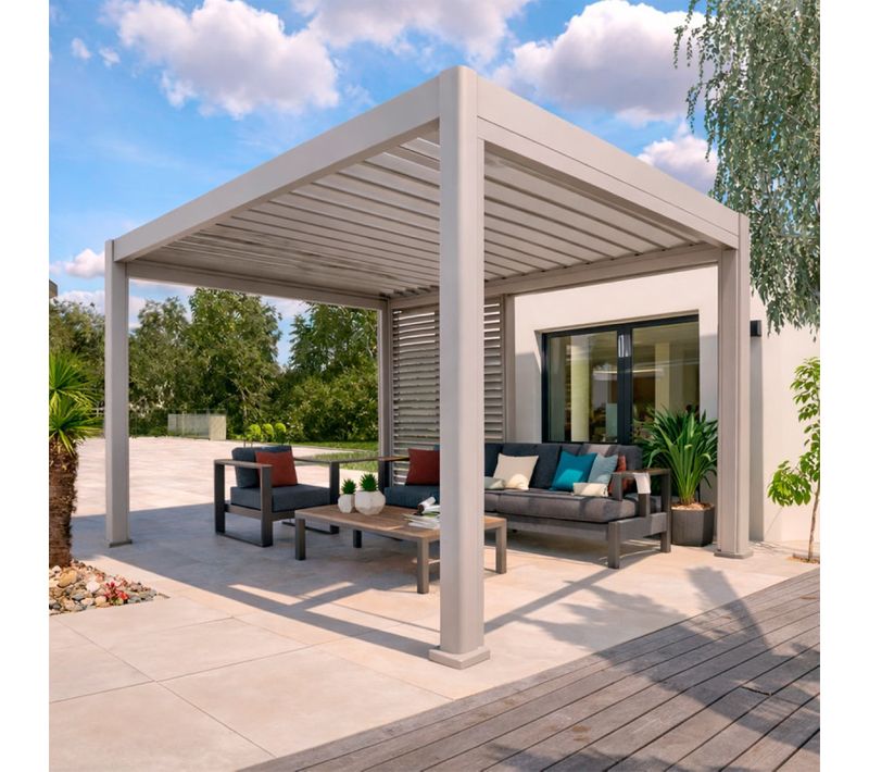 Pergola Bioclimatique Manuelle 4x3 M Evora Argile Hespéride